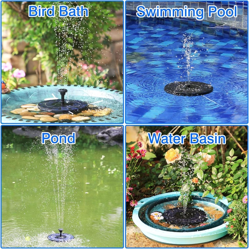 AISITIN 2.5W Solar Bird Bath Fountain Pump, Solar Fountain for Bird Bath with 6 Nozzles, 6.7" Solar Powered Water Pump for Garden, Ponds, Pool, Fish Tank, Aquarium and Outdoor - Image 3